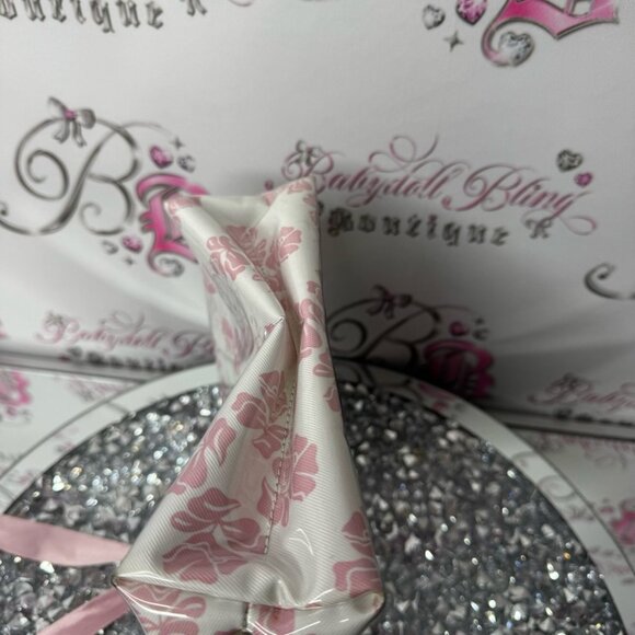 Oscar de la Renta Paris Women's Makeup Travel bag clutch tie up ribbon 🎀 pink - Picture 8 of 9